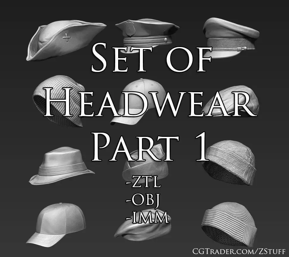 Set of Headwear Part 1 3D model