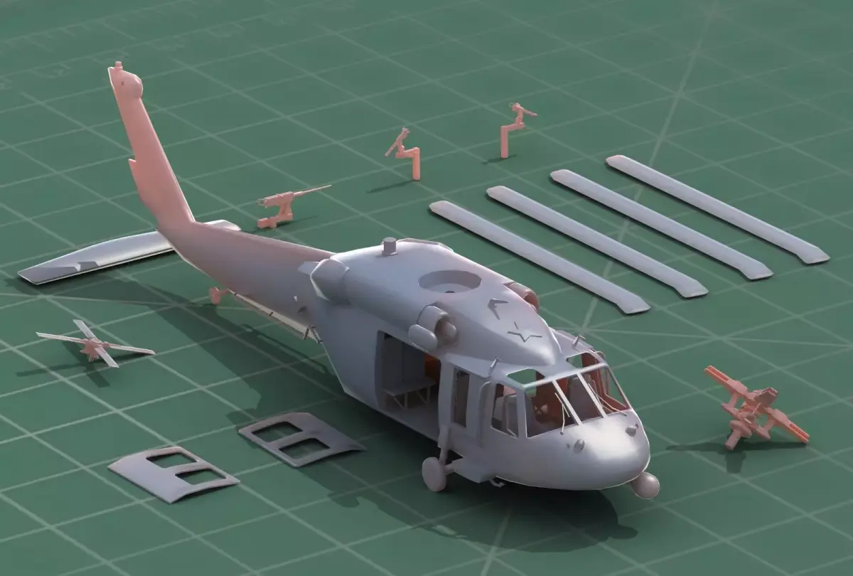 UH-60 Blackhawk Military Helicopter 3D Print Model Kit 3D print model