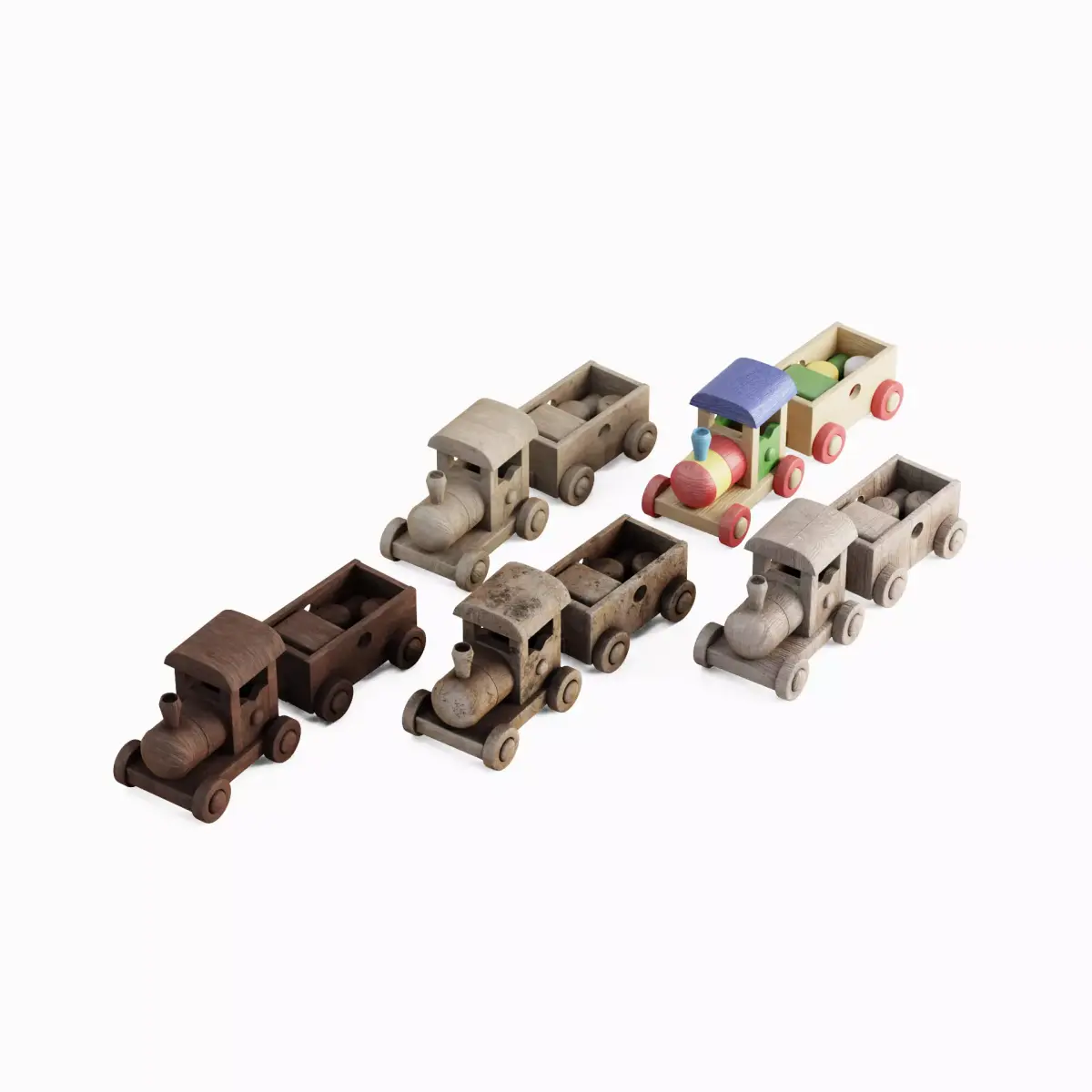 Wooden Toy Train Set 3D model purchase