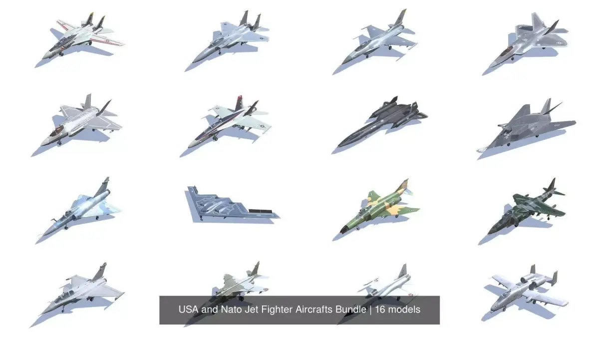 USA and Nato Jet Fighter Aircrafts Bundle 3D Model Collection