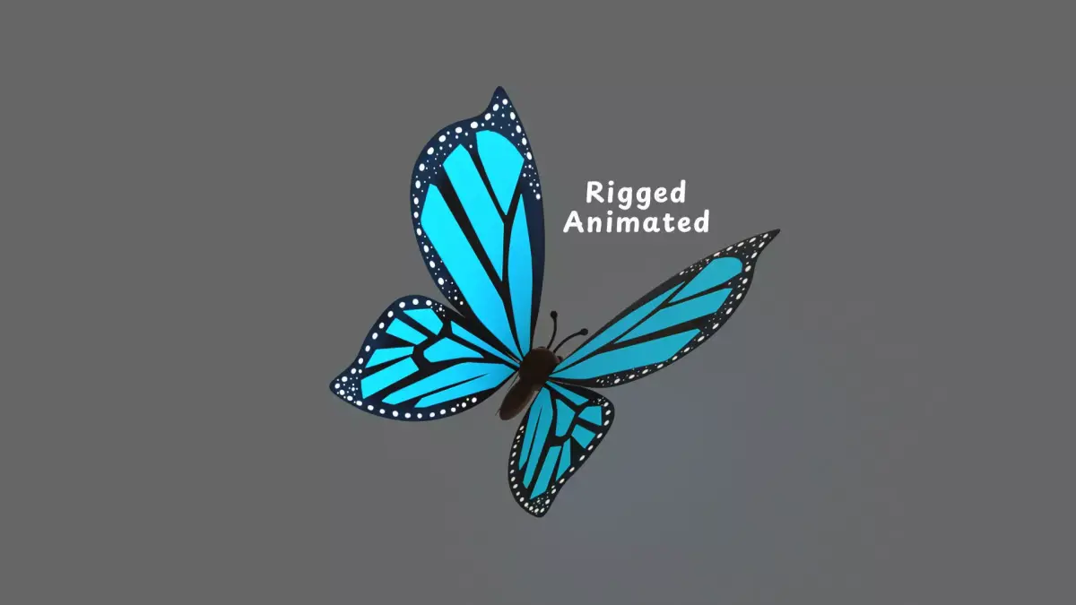Cartoon Butterfly Wing Flapping 02 Animated Low-poly 3D model