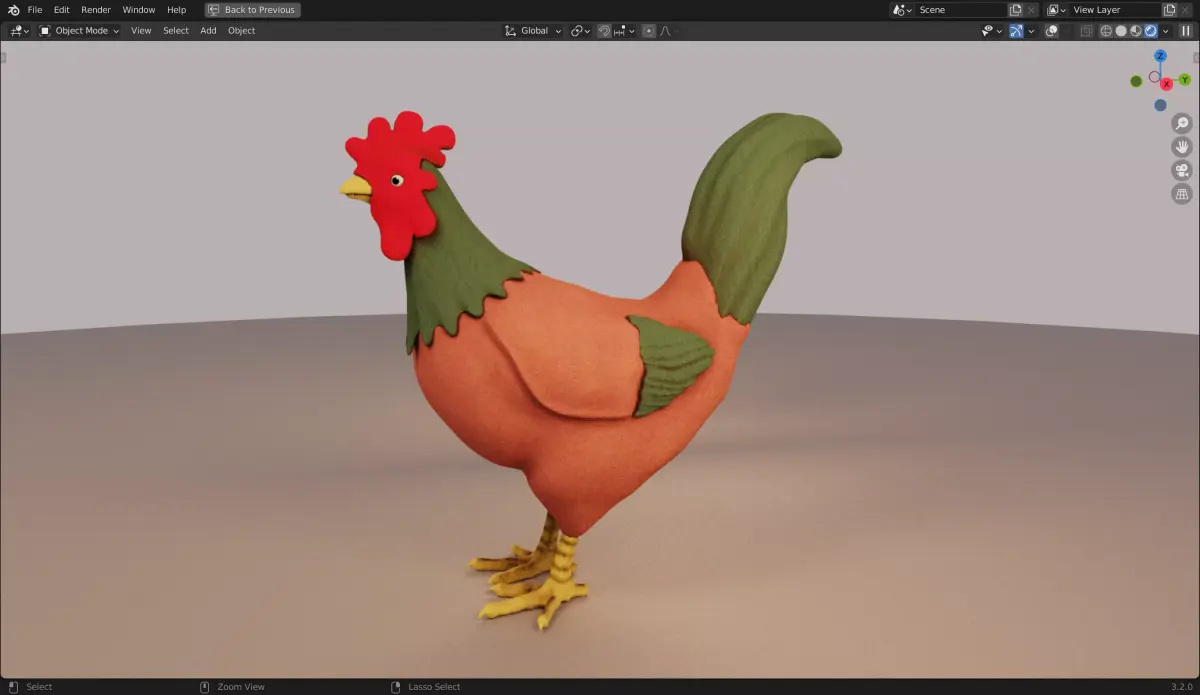 Rooster 3D Model Cartoon Style Print Ready 3D model Low-poly 3D model