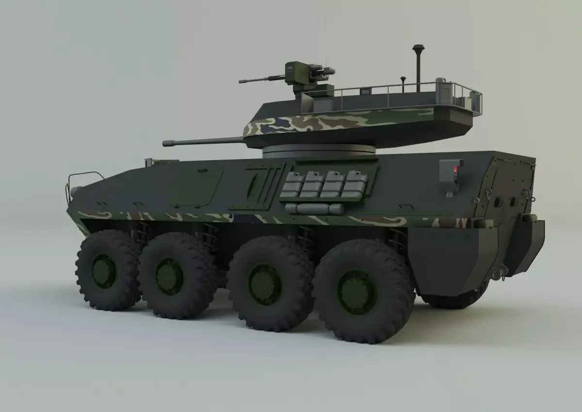 Military vehicle with LAV-25 tires 3D model