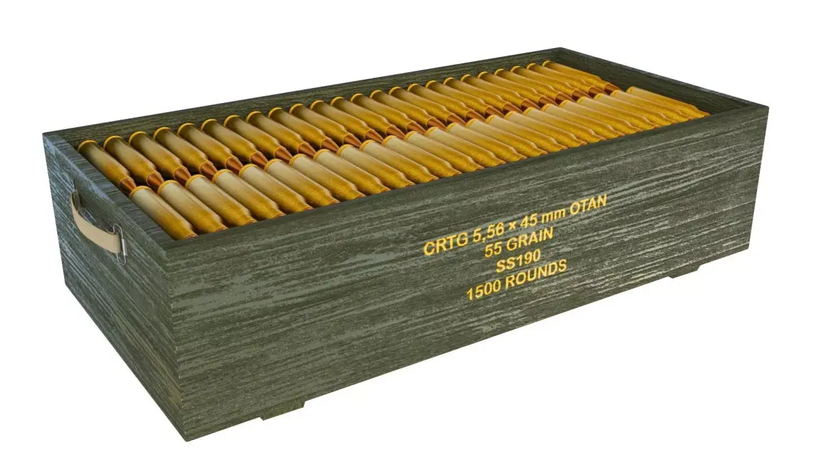 Ammo Wood Box with bullets 3D model