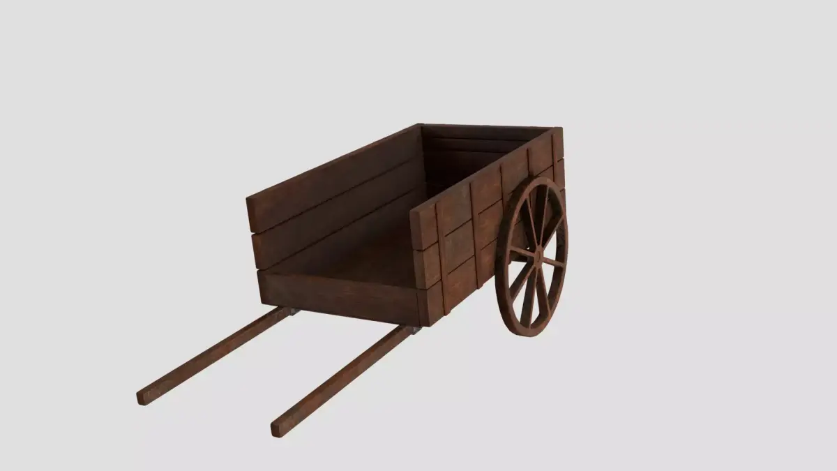 Wooden Cart Low-poly 3D model 18