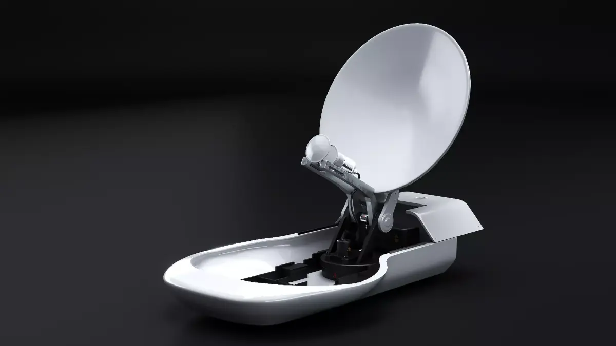 TV Broadcast Satellite Dish Roof Mounted PBR Workflow Low-poly 3D model