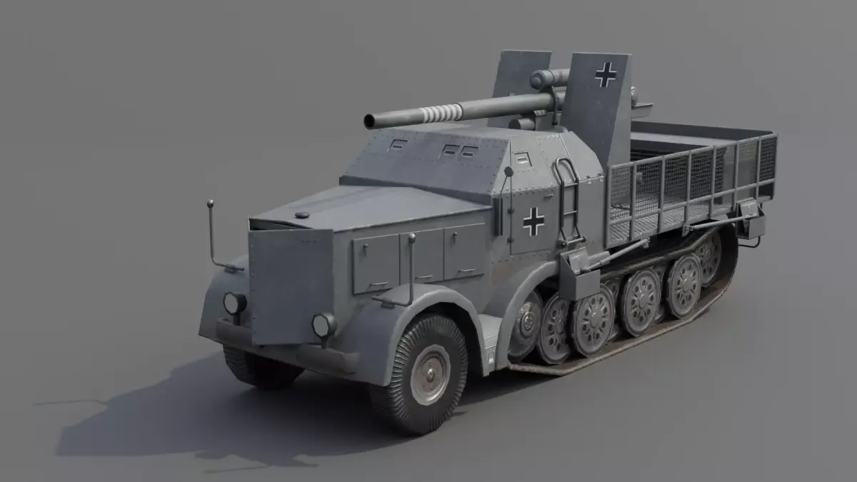 Flak 37 88mm Sfl Low-poly 3D model