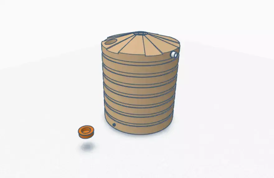 HO SCALE 5000LT ROUND WATER TANK 3D print model