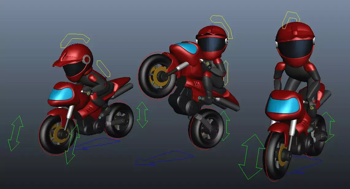 Rider with Motorbike Full Rigged Low-poly 3D model