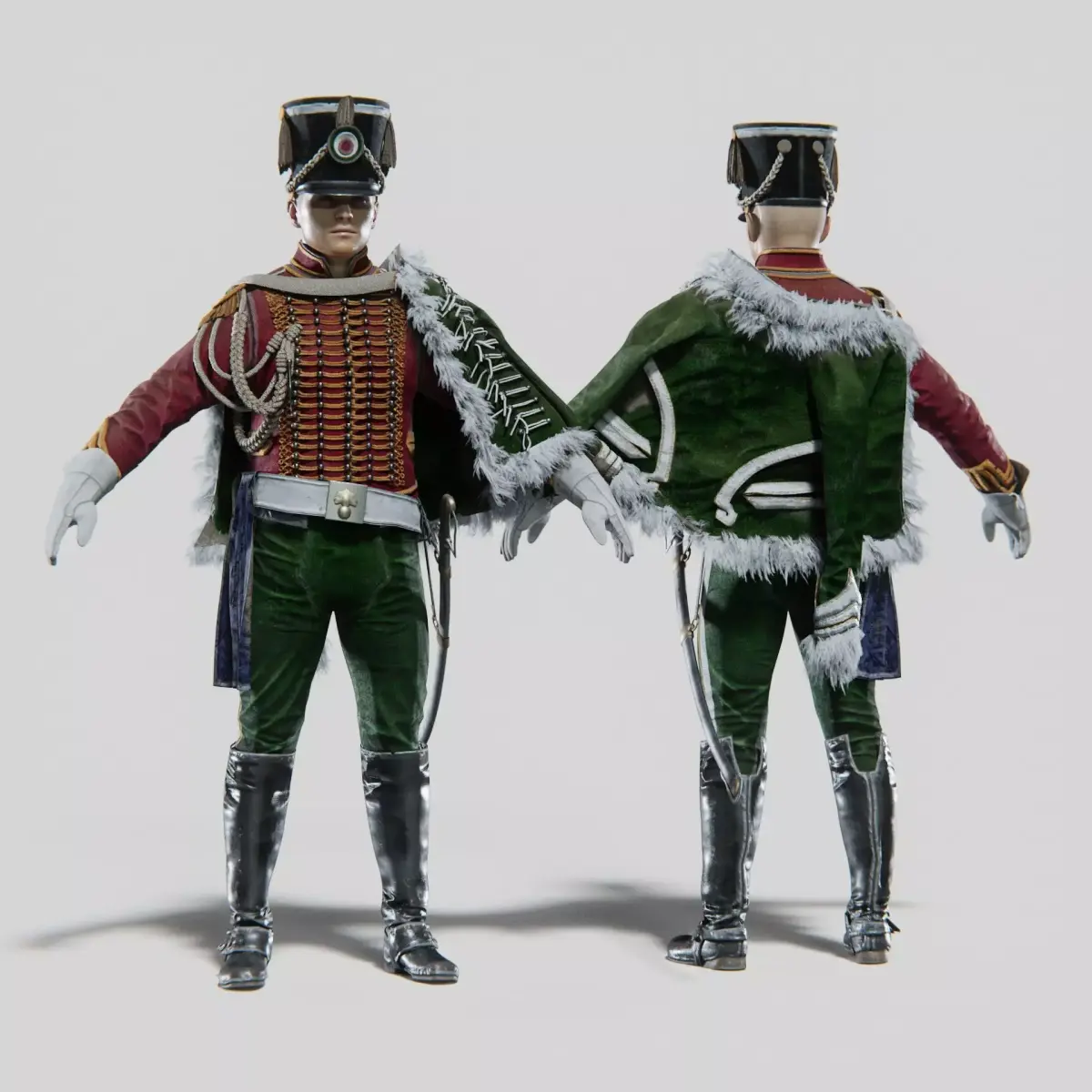 Soldier Napoleon High Rank Officer Rigged Low-poly 3D model