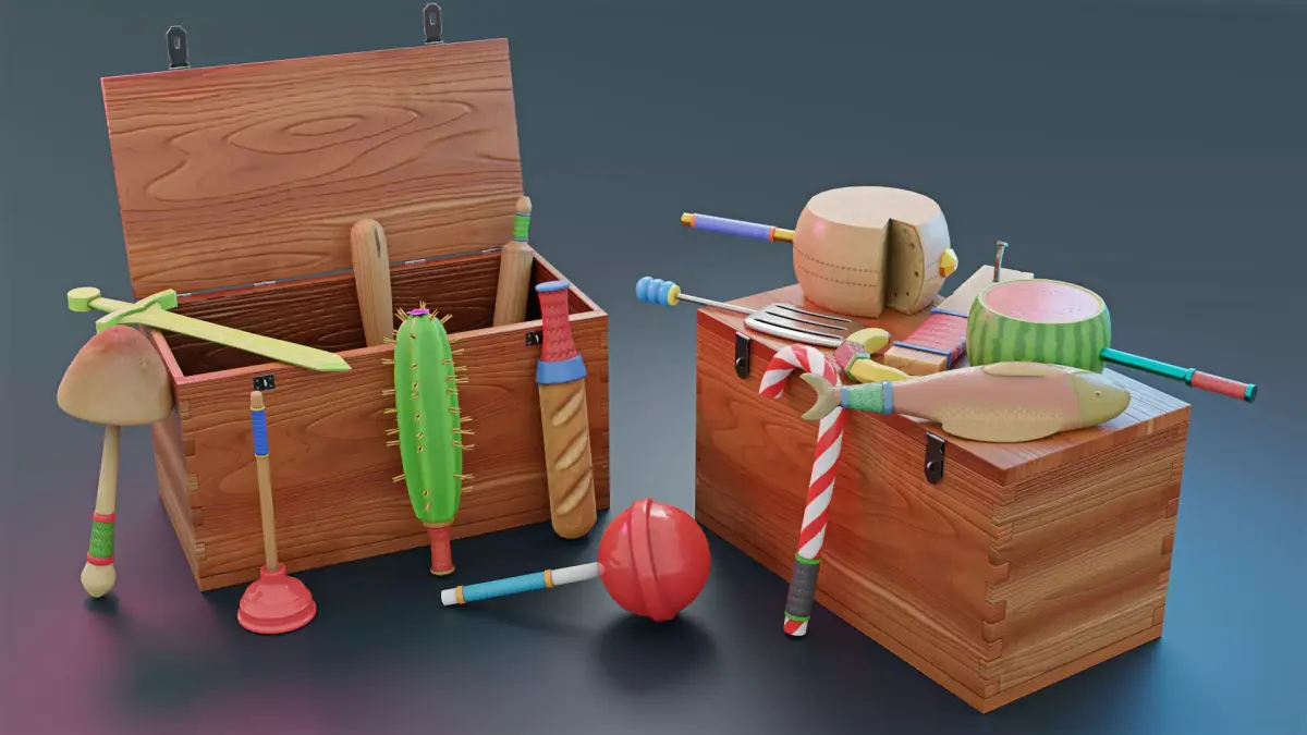 Ridiculous Weapons Pack Game Assets Low-poly 3D model