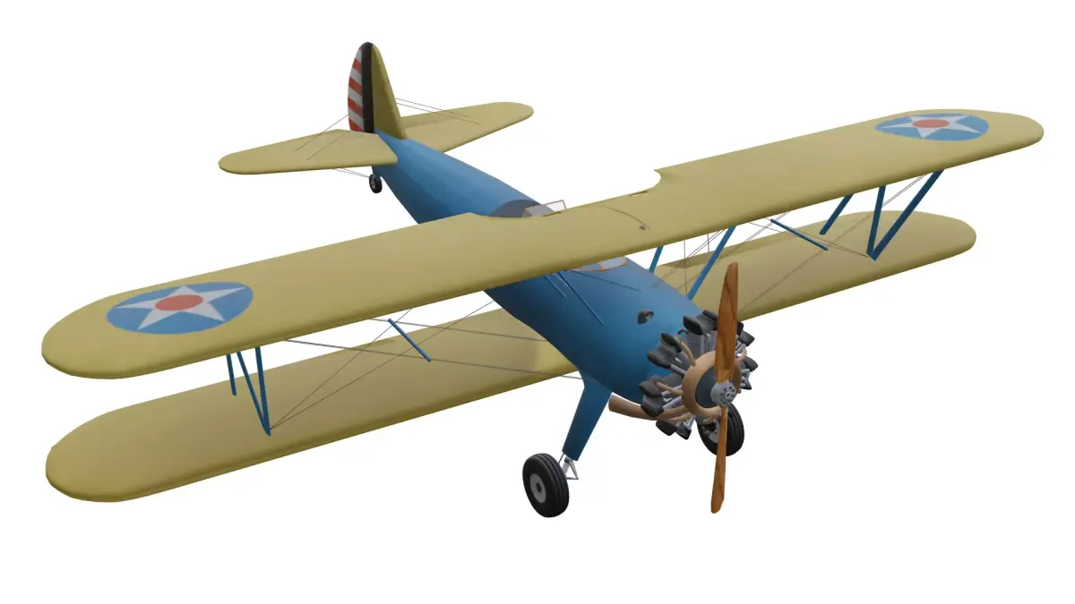 Boeing Stearman PT-17 Low-poly 3D model