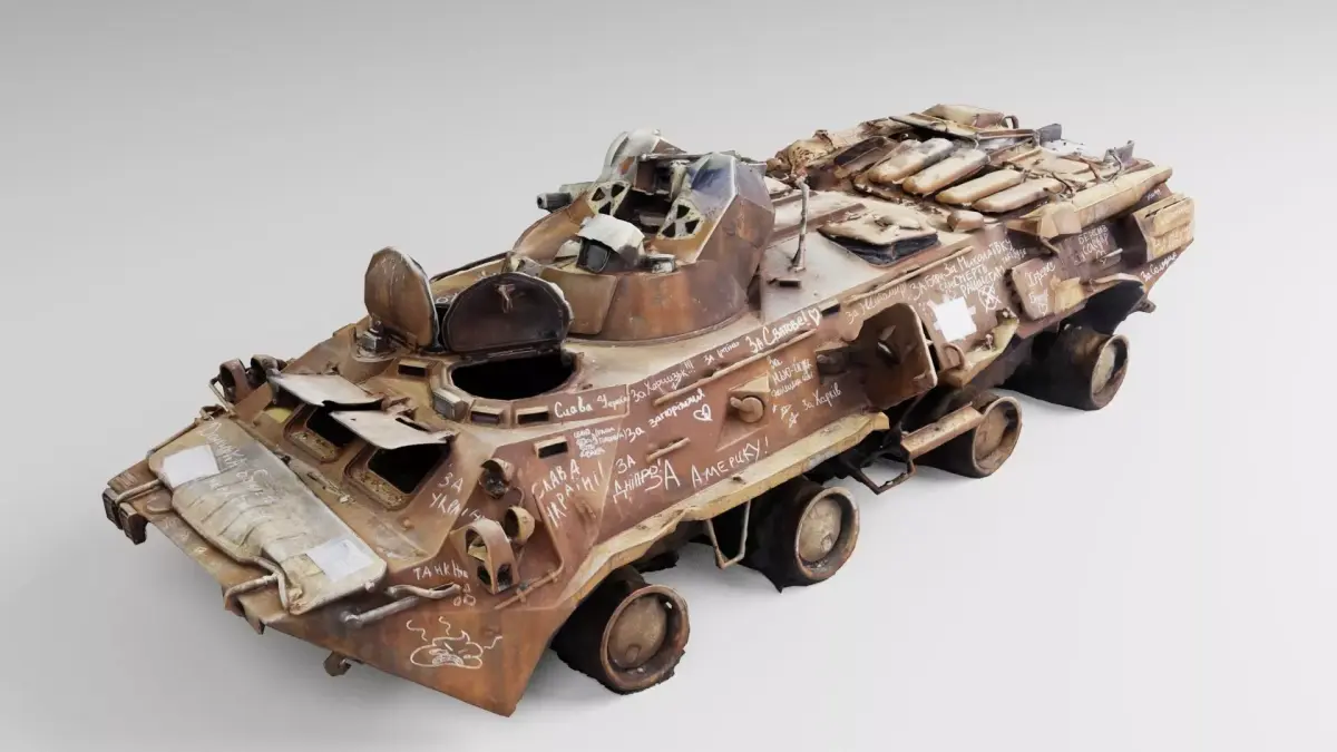 Destroyed BTR-80 wheeled amphibious armoured personnel carrier 3D model purchase