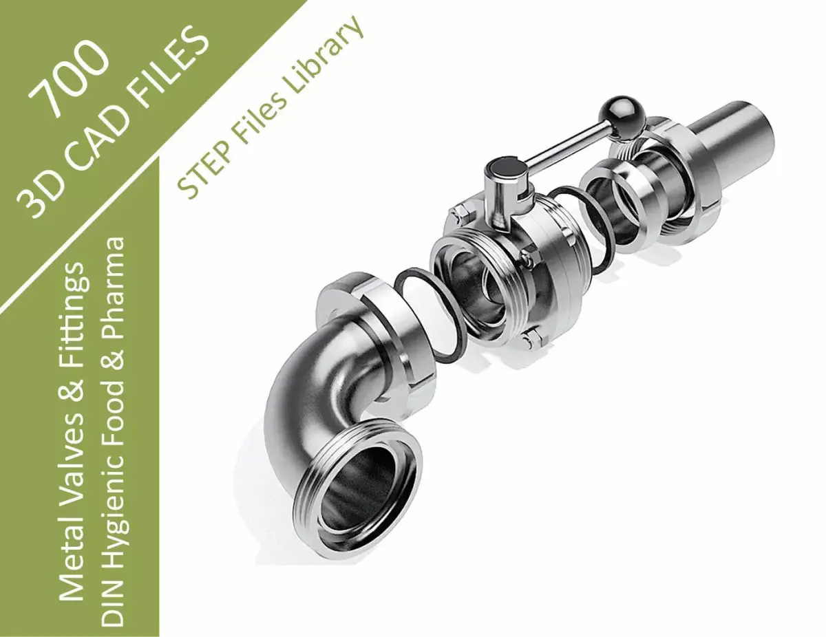 DIN FOOD AND PHARMA - VALVES AND FITTINGS - STEP 3D model