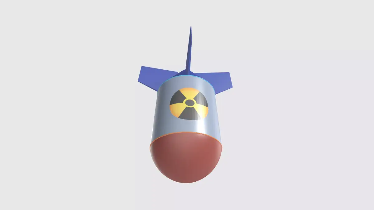 Nuclear warhead missile cartoon  Free low-poly 3D model