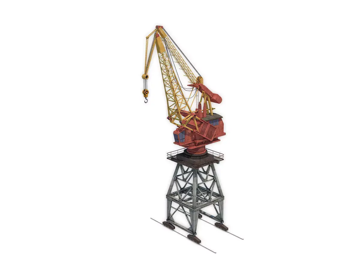 Dock crane Low-poly 3D model 2