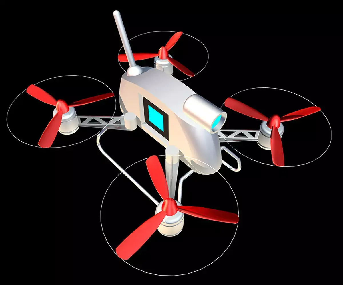 Quadrocopter drone with propellers 3D model