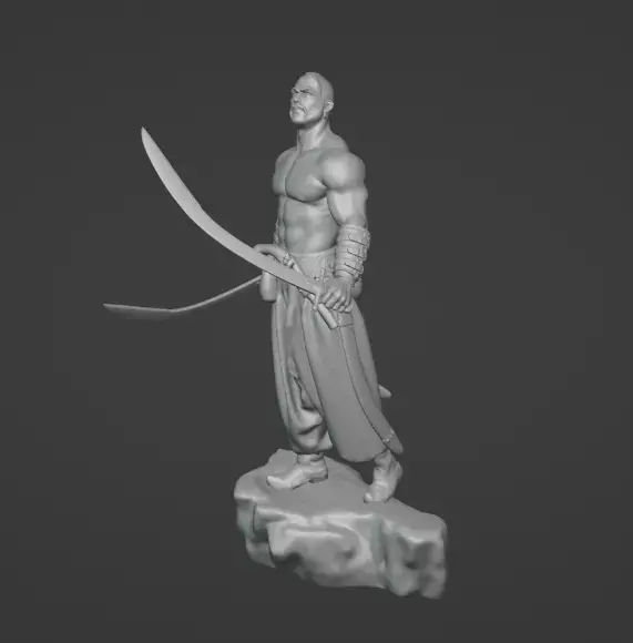 Ukrainian brave Kozak warrior stands on rock ready to print 3D print model