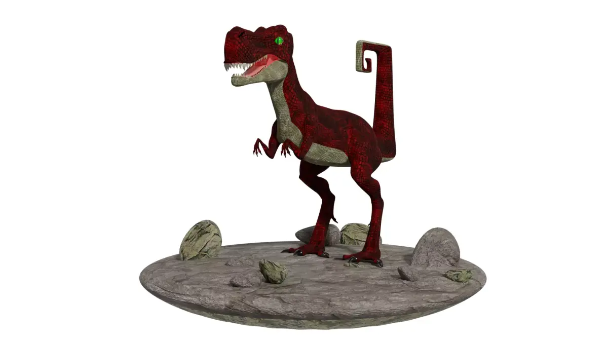 T-rex dinosaur on rock Low-poly 3D model