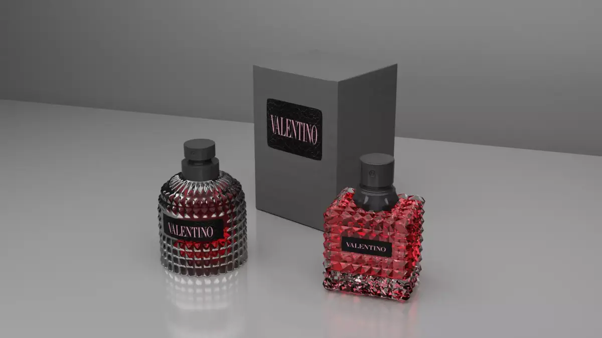 Two Valentino Perfume 3D model