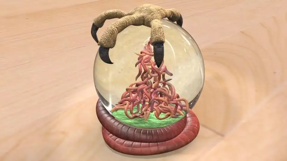 Bird Earthworm Snow Globe 3D model
