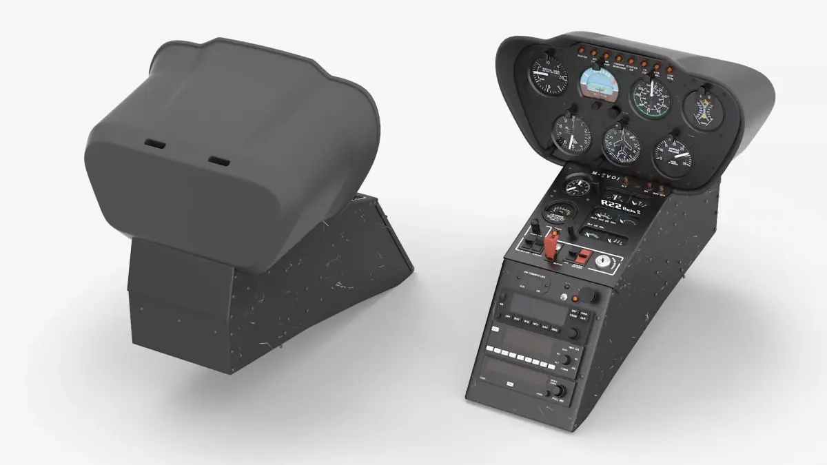 Vertical Flight Dashboard Unit with Flight Gauges Black 3D model