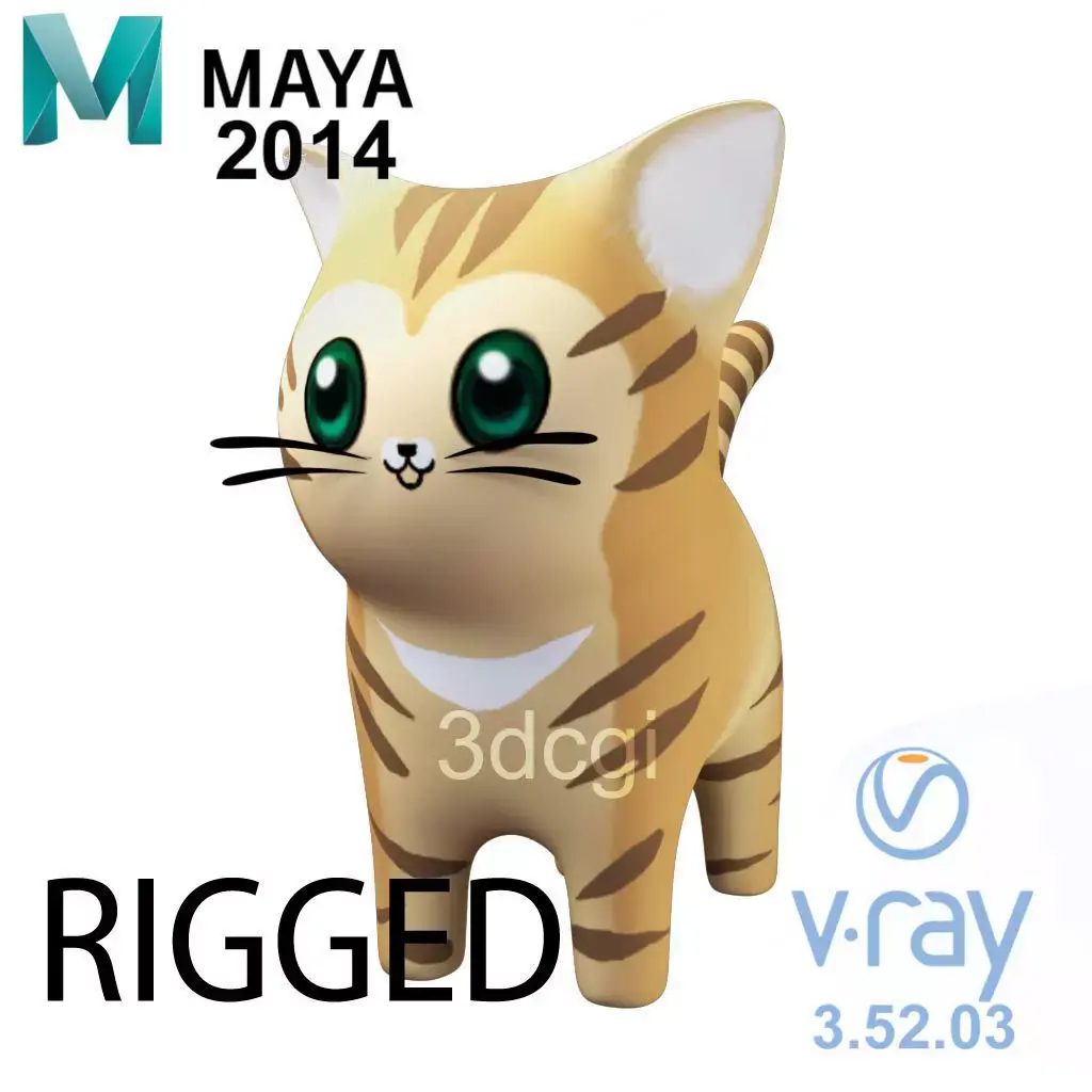 Cat Rigged Low-poly 3D model