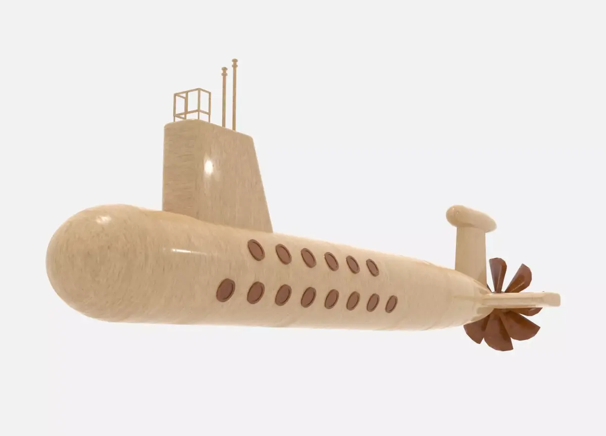Wooden Submarine Low-poly 3D model