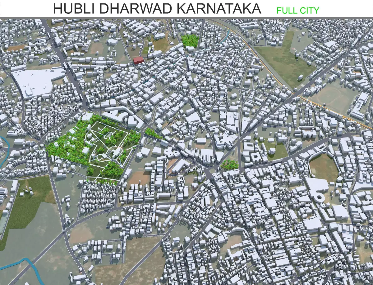 Hubli Dharwad Karnataka 20km AI Low-poly 3D model