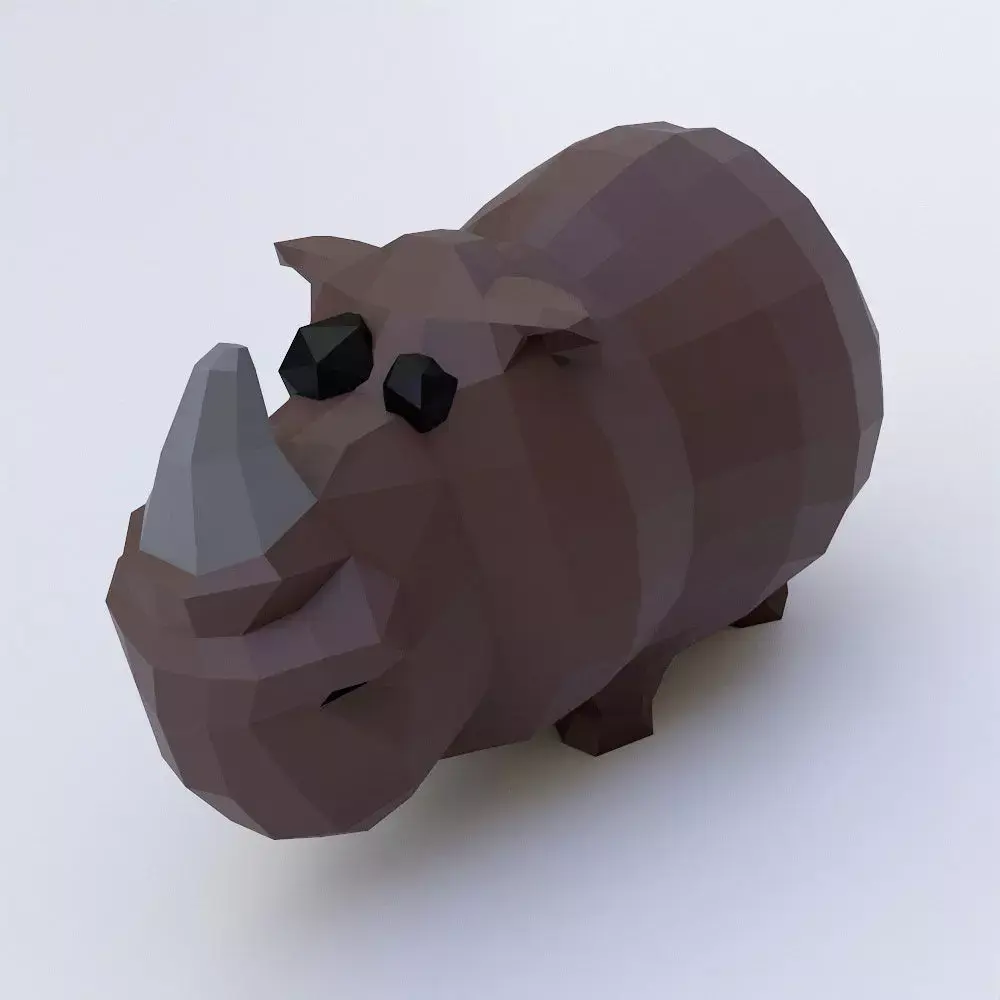 Rhino cartoon 3d model  Low-poly 3D model