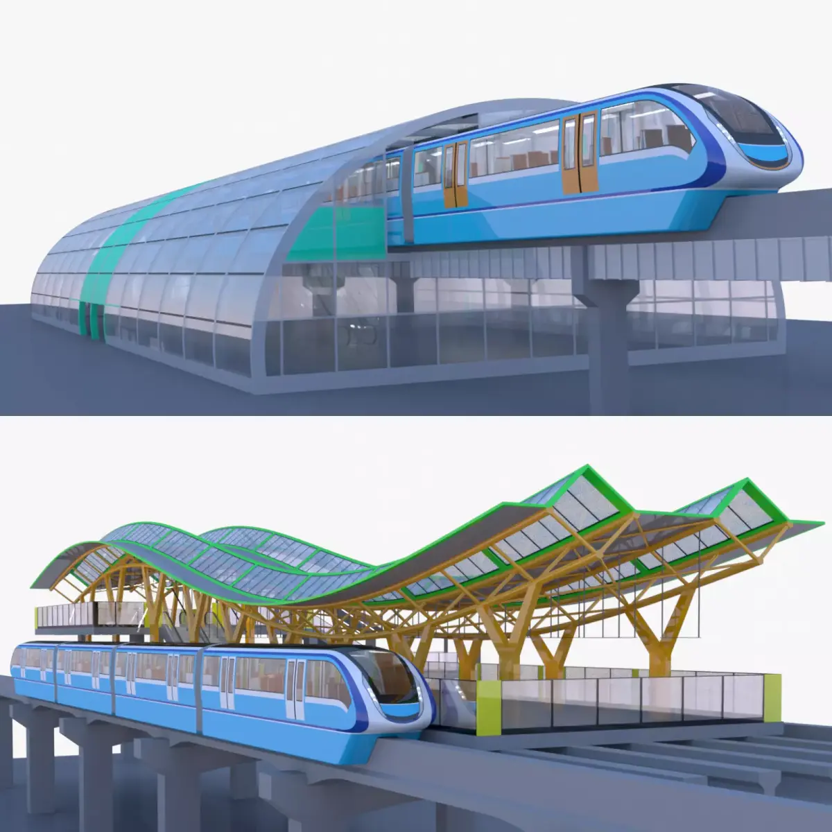 Monorail stations collection V 2024 3D Model Pack purchase