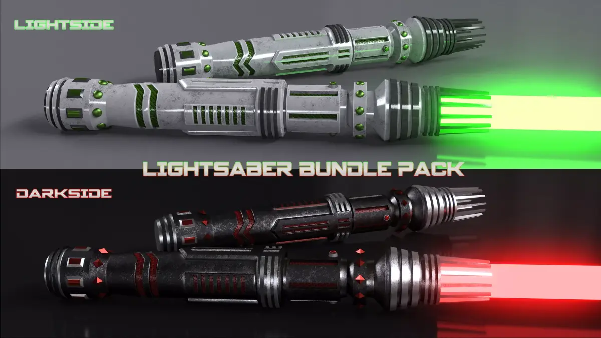 LIGHTSABER BUNDLE PACK Low-poly 3D model
