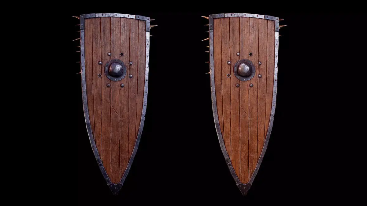 Shield and Free sword Low-poly 3D model