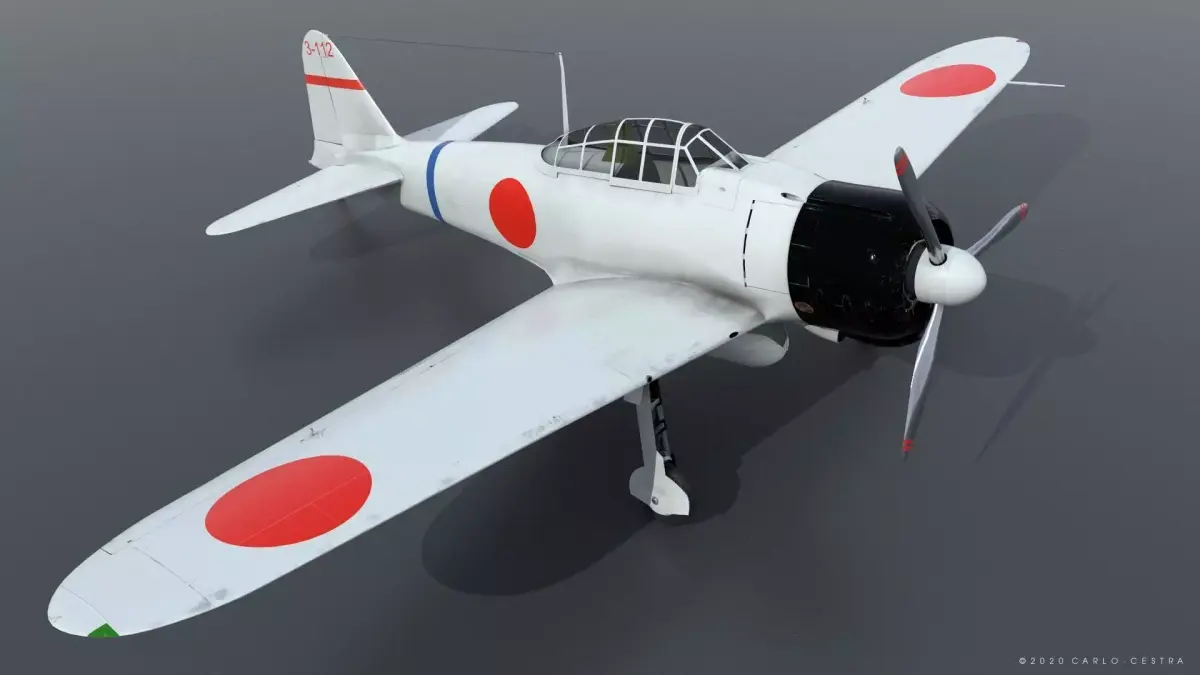 A6M2 Type0 Model11 Serial 3-112 - Not rigged Low-poly 3D model
