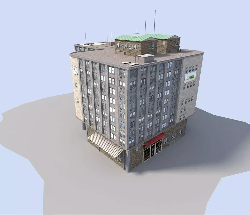 commercial city building Low-poly 3D model