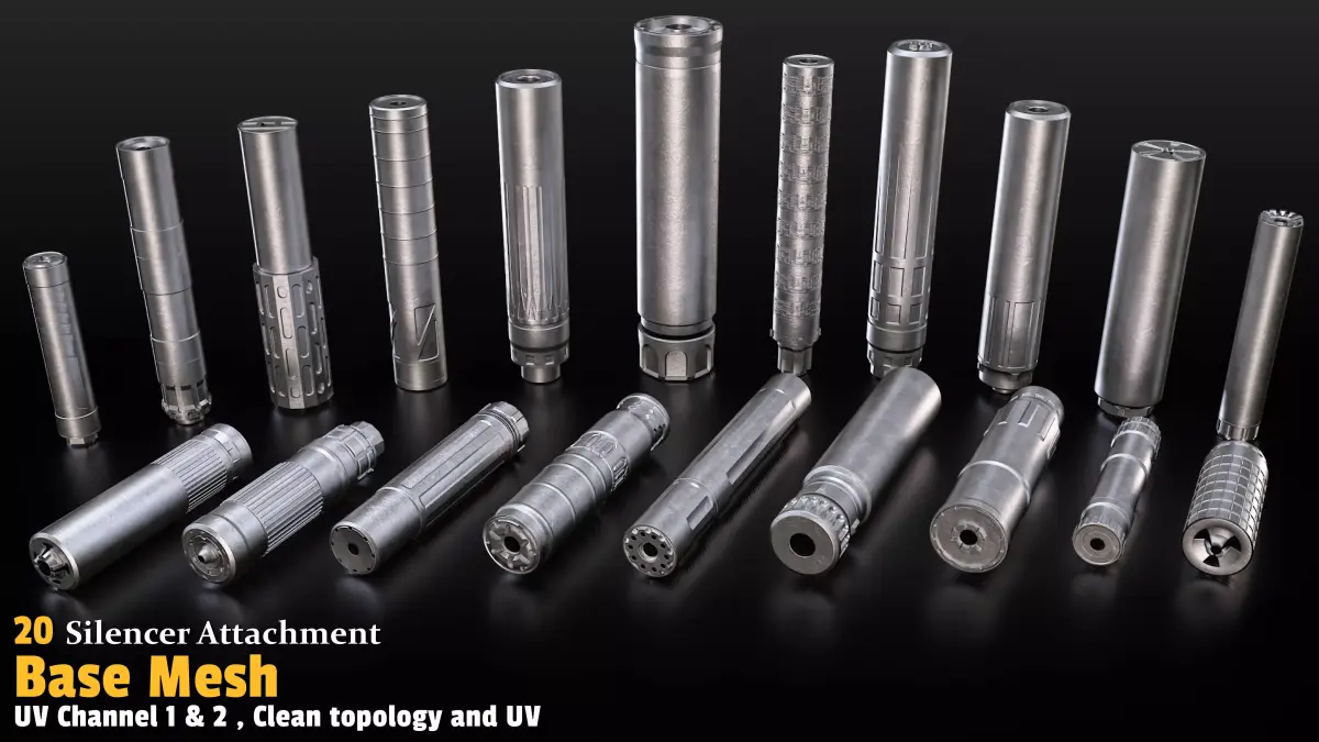20 Silencer Attachment Base Mesh Low-poly 3D model
