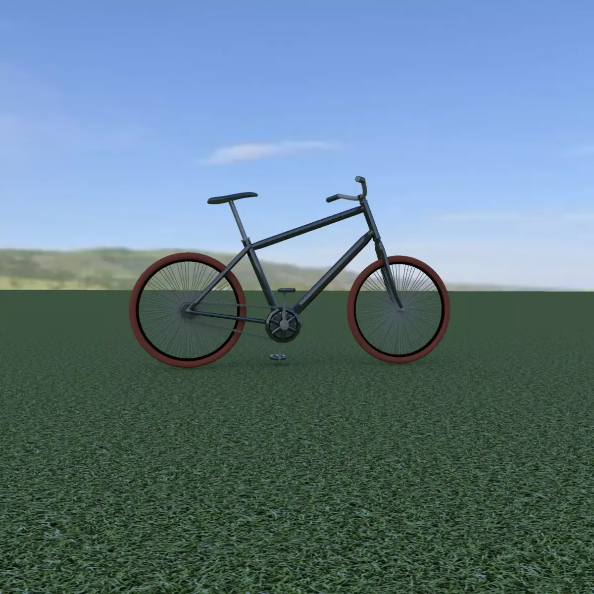 Cycle bicycle in grass Low-poly 3D model
