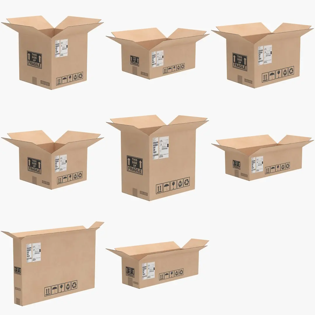 Open Cardboard Box Collection(1) 3D model