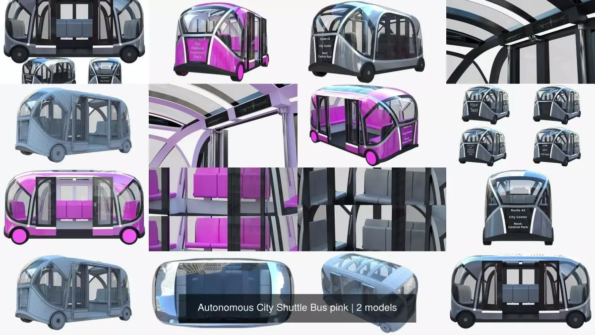 Autonomous City Shuttle Bus 3D Model Pack purchase