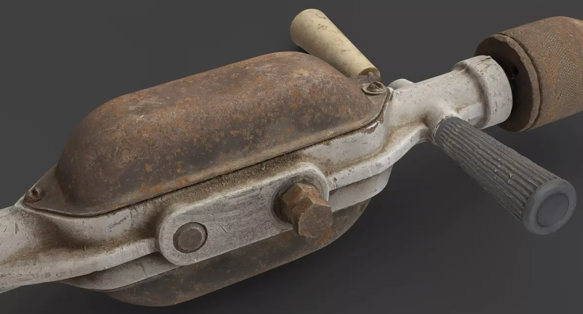 Handle Metal Old Drill Low-poly 3D model