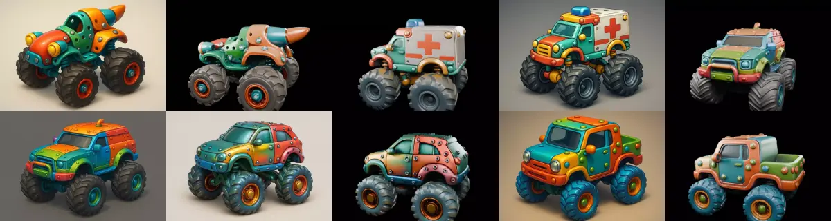 Monster Truck bundle 9 pack 100 glb 3D model
