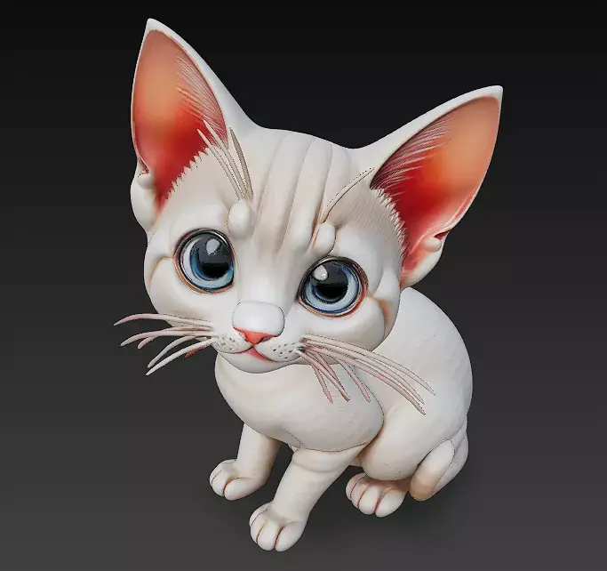 Cat Kitten Realistic 3D Model Basic - Low Poly Realistic Low-poly 3D model 4