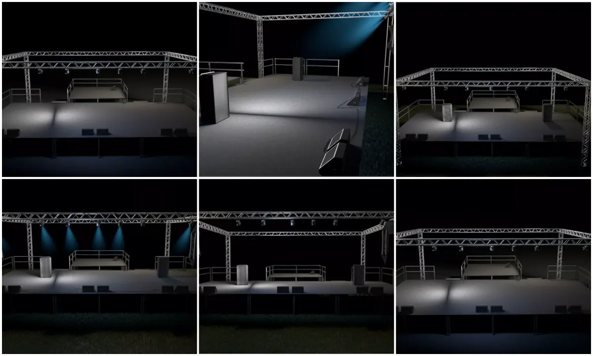 Stage with lights and truck 3D model