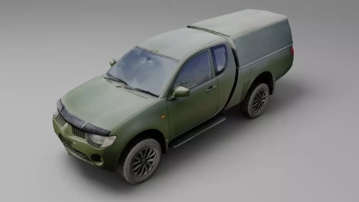 Mitsubishi L200 pickup truck vehicle military lowpoly 3D model