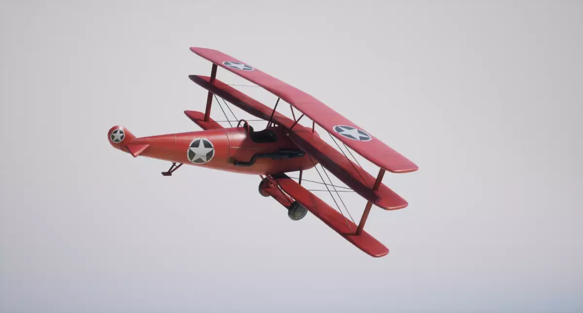 Military Triplane Low-poly 3D model