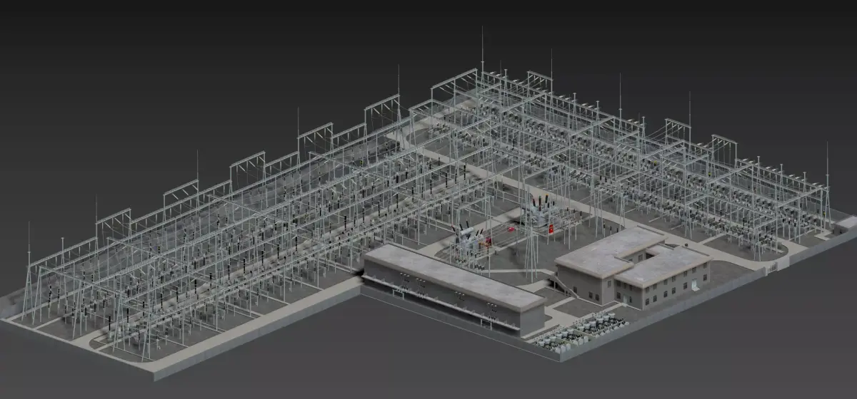 SCI FI Model 220kV Substation- Super Detailed Low-poly 3D model purchase