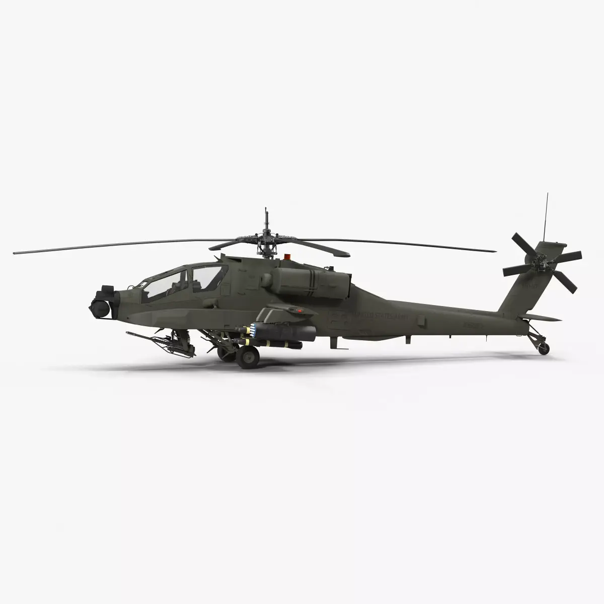 AH64A Apache Helicopter Green Low-poly 3D model