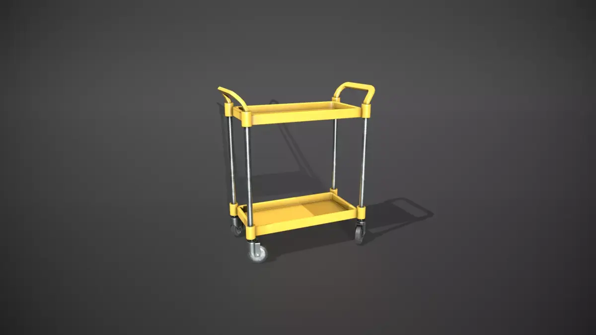 Yellow Service Cart Low-poly 3D model