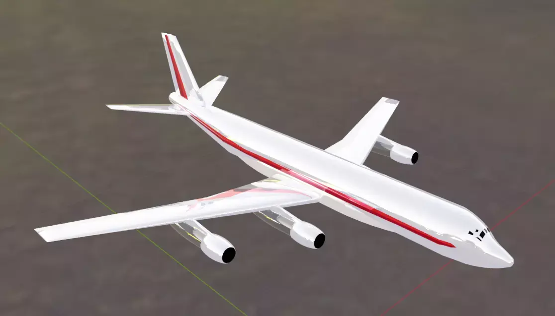 Fictional Quad Engine 1950s Jetliner DC-8-50 Inspired Low-poly 3D model