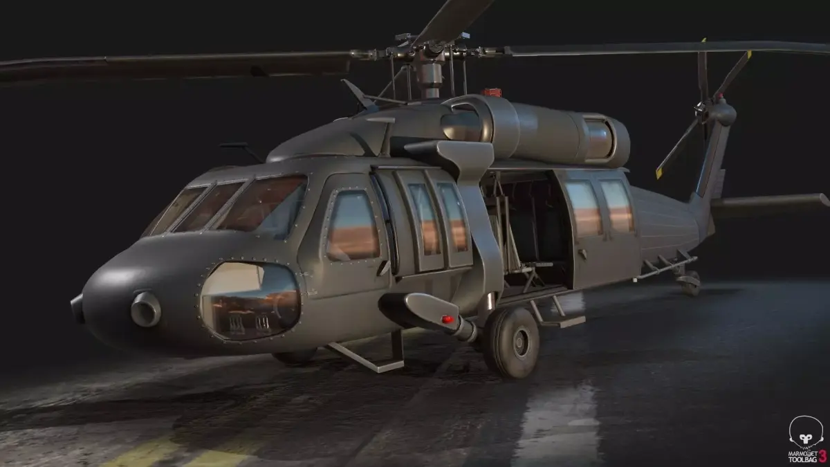 Rigged Low Poly PBR Medium Lift Utility Helicopter Low-poly 3D model